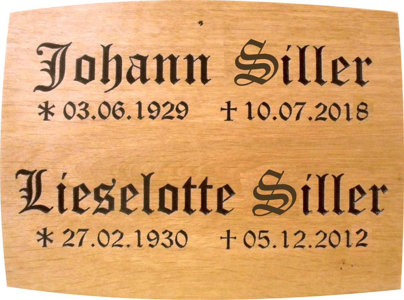 Grabschild aus Holz